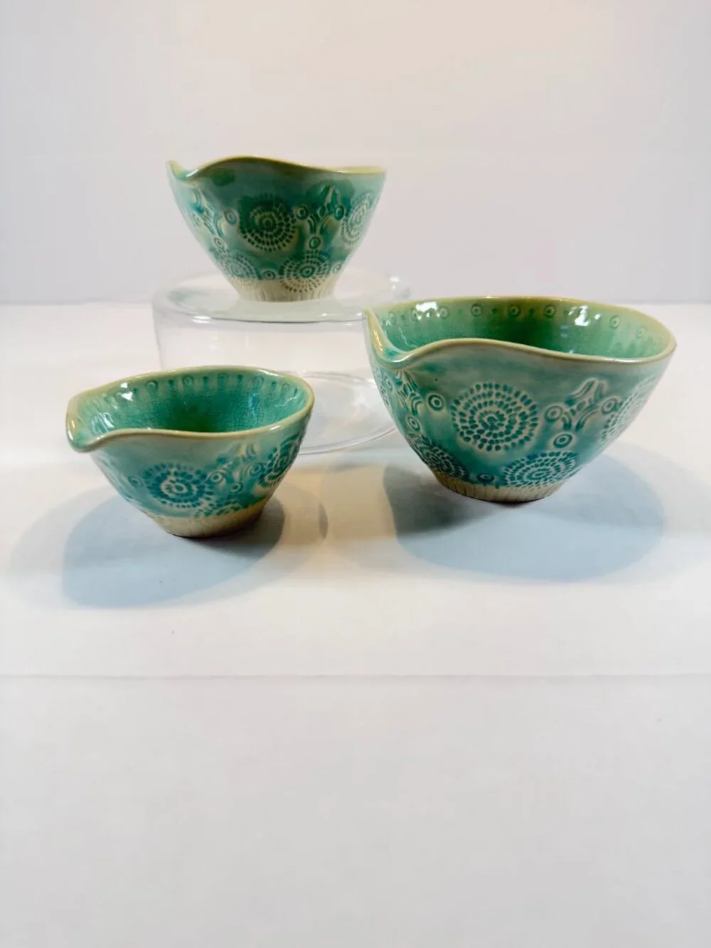 Anthropologie Old Havana Nesting Prep Bowls Set of 3 Mint Turquoise Portugal